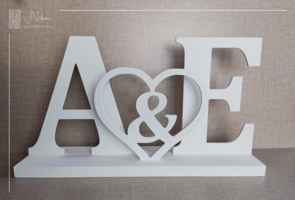 Διακοσμητικό Γάμου με τα αρχικά και καρδούλα