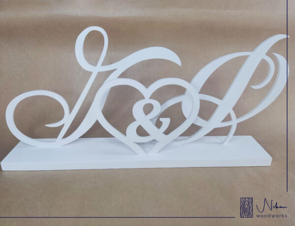 Επιτραπέζιο διακοσμητικό Γάμου με τα αρχικά και καρδούλα