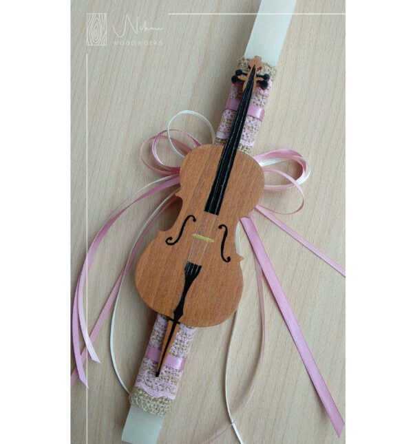 Λαμπάδα ξύλινο βιολοντσέλο μαγνητάκι