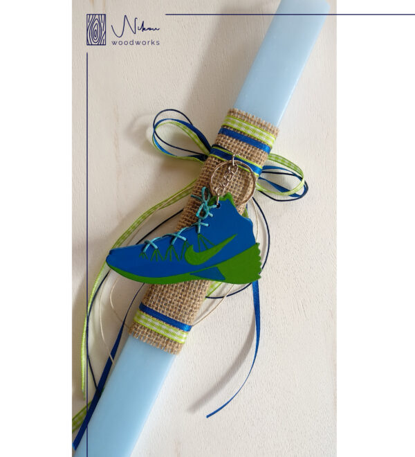 Λαμπάδα ξύλινο μπασκετικό παπούτσι μπρελόκ