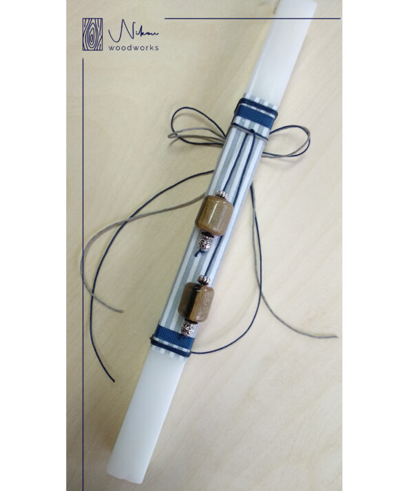 Λαμπάδα μπεγλέρι με χάντρες από ξύλο και υγρό γυαλί