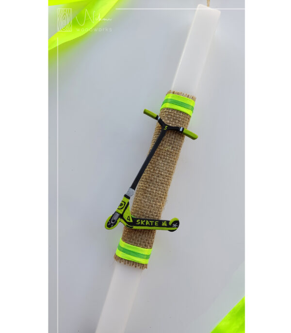 Λαμπάδα ξύλινο πατίνι μαγνητάκι