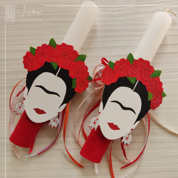 Λαμπάδα ξύλινη φιγούρα Frida Kahlo